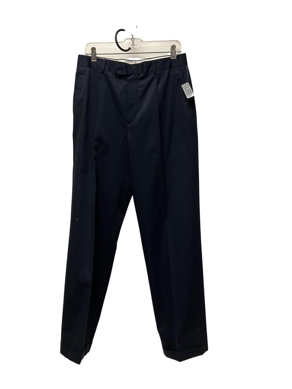 Talbots Dress Pants Mens 32 Blue Pleated Cuffed Straight Leg Cotton Slacks